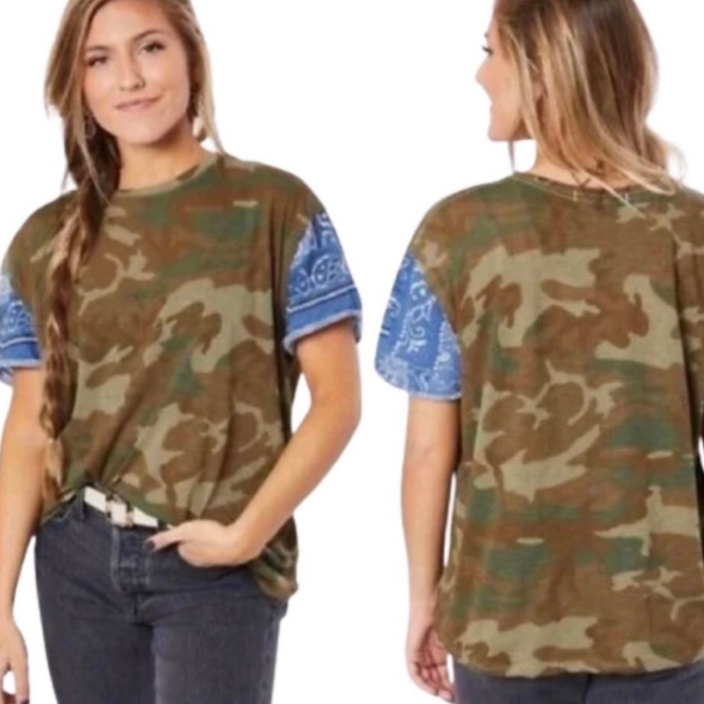 Free People camouflage & bandana T-shirt